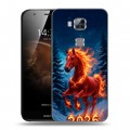 Дизайнерский пластиковый чехол для Huawei G8 Новый год коня