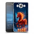 Дизайнерский пластиковый чехол для Microsoft Lumia 950 Новый год коня