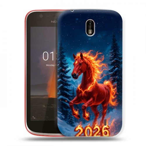 Дизайнерский пластиковый чехол для Nokia 1 Новый год коня