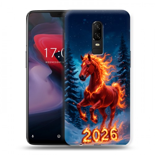 Дизайнерский пластиковый чехол для OnePlus 6 Новый год коня