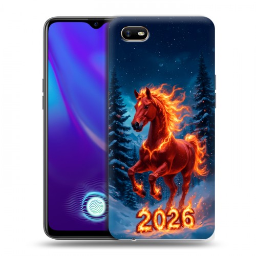 Дизайнерский пластиковый чехол для OPPO A1k Новый год коня
