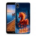 Дизайнерский пластиковый чехол для Xiaomi RedMi 7A Новый год коня