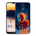 Дизайнерский силиконовый чехол для Nokia 2.3 Новый год коня