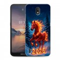 Дизайнерский силиконовый чехол для Nokia 1.3 Новый год коня