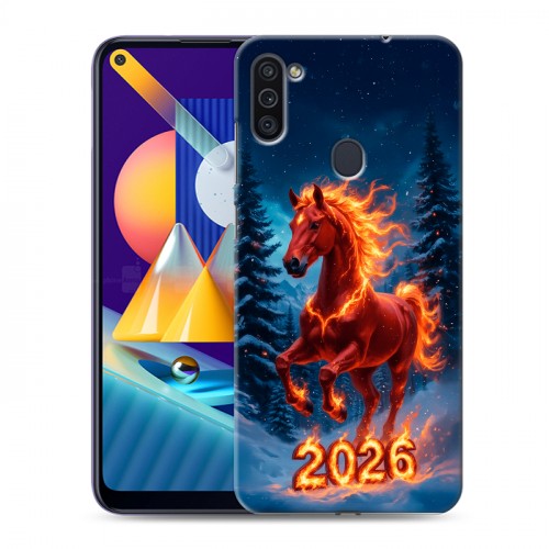 Дизайнерский пластиковый чехол для Samsung Galaxy M11 Новый год коня