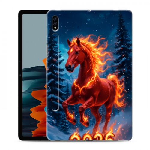 Дизайнерский силиконовый чехол для Samsung Galaxy Tab S7 Новый год коня