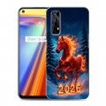 Дизайнерский силиконовый чехол для Realme 7 Новый год коня