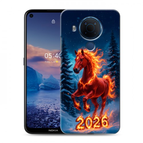 Дизайнерский силиконовый чехол для Nokia 5.4 Новый год коня