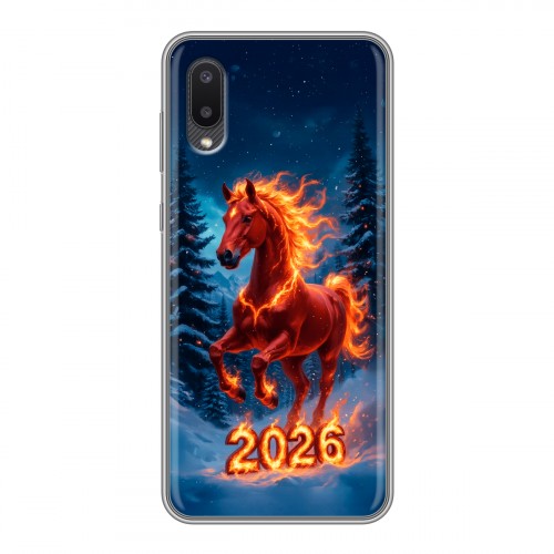 Дизайнерский силиконовый чехол для Samsung Galaxy A02 Новый год коня