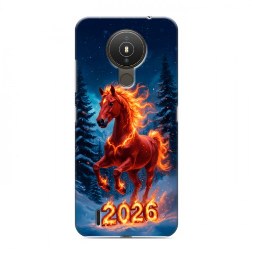 Дизайнерский силиконовый чехол для Nokia 1.4 Новый год коня