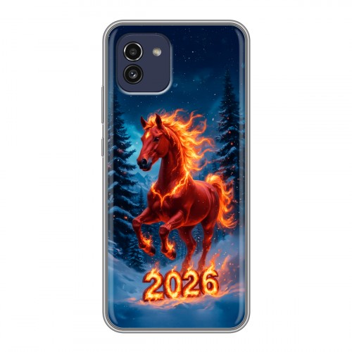 Дизайнерский силиконовый чехол для Samsung Galaxy A03 Новый год коня