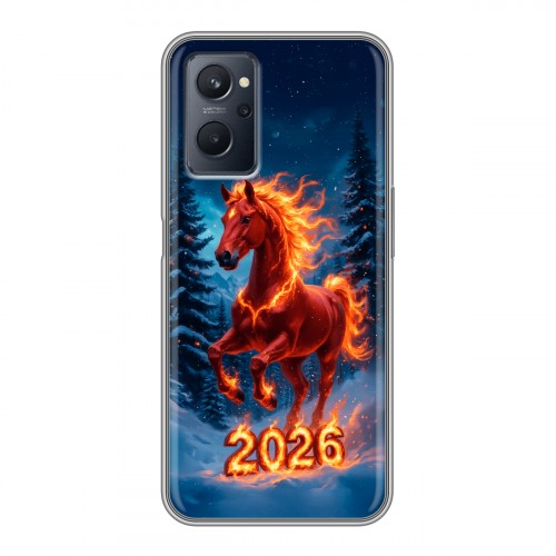 Дизайнерский силиконовый чехол для Realme 9i Новый год коня