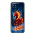 Дизайнерский силиконовый чехол для Xiaomi Redmi 10C Новый год коня