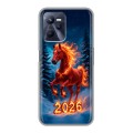 Дизайнерский силиконовый чехол для Realme C35 Новый год коня