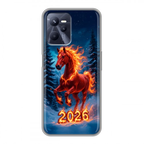 Дизайнерский силиконовый чехол для Realme C35 Новый год коня