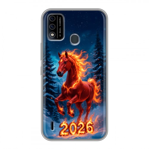 Дизайнерский силиконовый чехол для Itel A48 Новый год коня