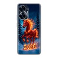 Дизайнерский силиконовый чехол для Realme C55 Новый год коня