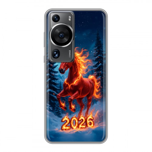 Дизайнерский силиконовый чехол для Huawei P60 Новый год коня