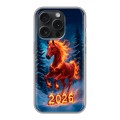 Дизайнерский силиконовый чехол для Iphone 15 Pro Новый год коня