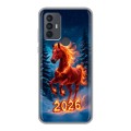 Дизайнерский силиконовый чехол для TCL 30E Новый год коня
