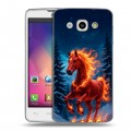 Дизайнерский пластиковый чехол для LG L60 Новый год коня