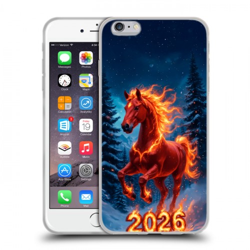 Дизайнерский силиконовый чехол для Iphone 6 Plus/6s Plus Новый год коня