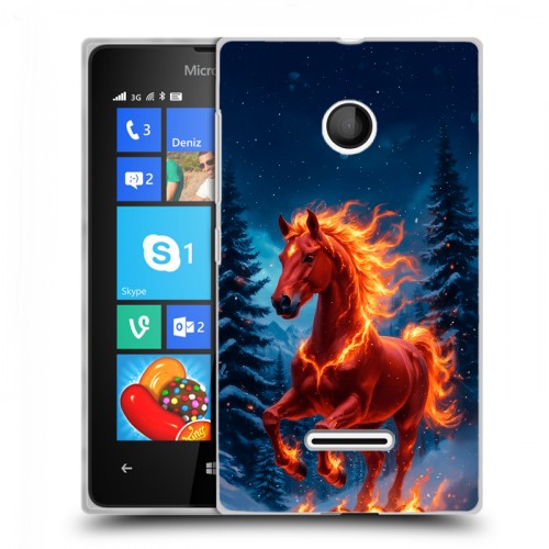 Дизайнерский пластиковый чехол для Microsoft Lumia 435 Новый год коня