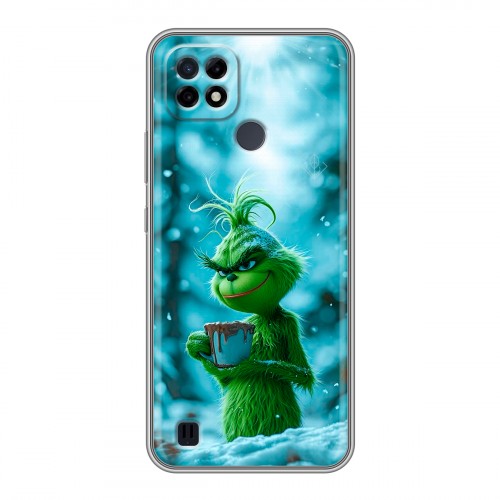 Дизайнерский силиконовый чехол для Realme C21 Новый год гринч