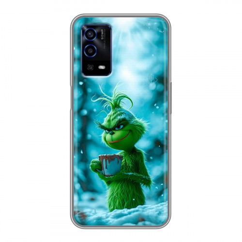 Дизайнерский силиконовый с усиленными углами чехол для OPPO A55 Новый год гринч