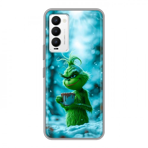 Дизайнерский силиконовый с усиленными углами чехол для Tecno Camon 18 Новый год гринч