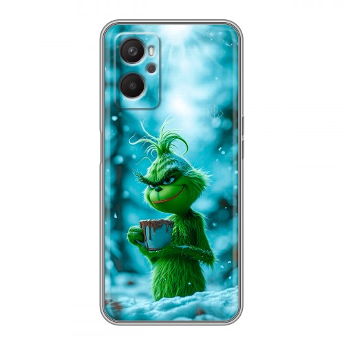 Дизайнерский силиконовый с усиленными углами чехол для OPPO A96 Новый год гринч