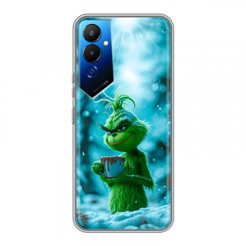 Дизайнерский силиконовый чехол для Tecno Pova 4 Новый год гринч