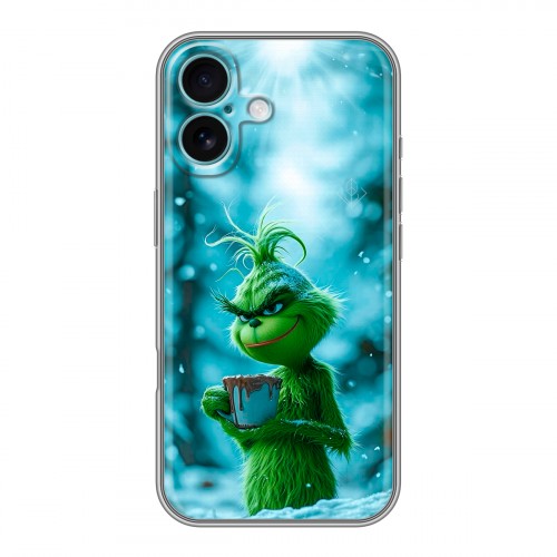 Дизайнерский силиконовый чехол для Iphone 16 Plus Новый год гринч