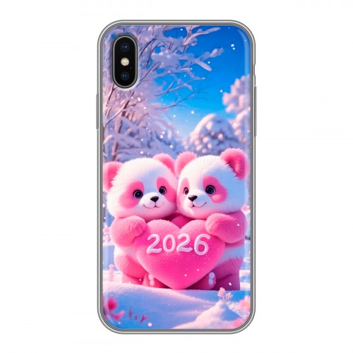 Дизайнерский силиконовый чехол для Iphone x10 Новый год