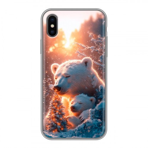 Дизайнерский силиконовый чехол для Iphone x10 Новый год