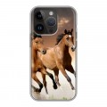 Дизайнерский силиконовый чехол для Iphone 14 Pro Лошади