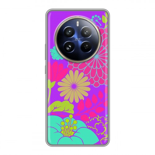 Дизайнерский силиконовый чехол для Realme 12 Pro Plus Цветы кимоно