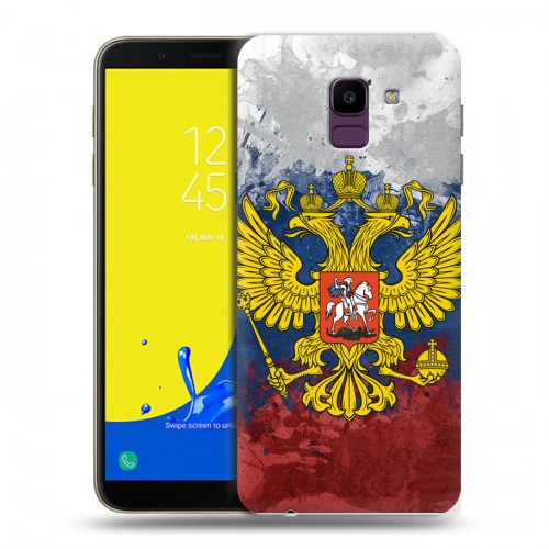 Дизайнерский пластиковый чехол для Samsung Galaxy J6 Российский флаг и герб