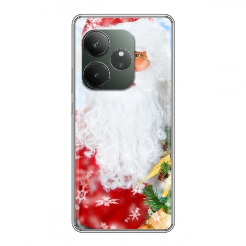 Дизайнерский силиконовый чехол для Realme GT 6 Дед мороз и Санта