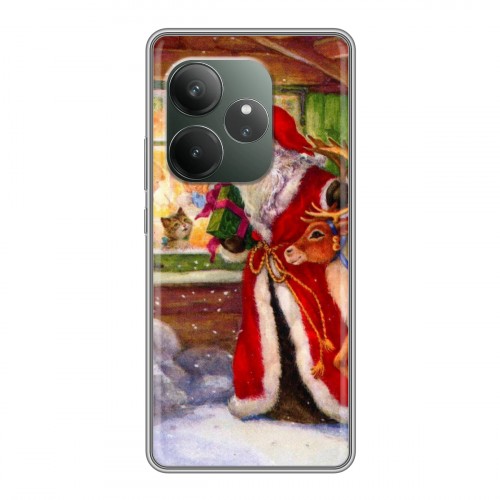 Дизайнерский силиконовый чехол для Realme GT 6 Дед мороз и Санта