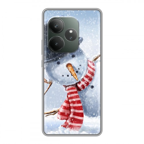 Дизайнерский силиконовый чехол для Realme GT 6 Снеговики