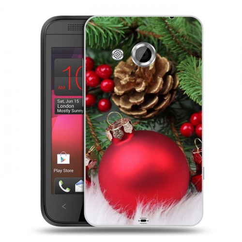 Дизайнерский пластиковый чехол для HTC Desire 200 Новогодние шары