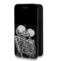 Дизайнерский горизонтальный чехол-книжка для Google Pixel 6 Поцелуй скелетов