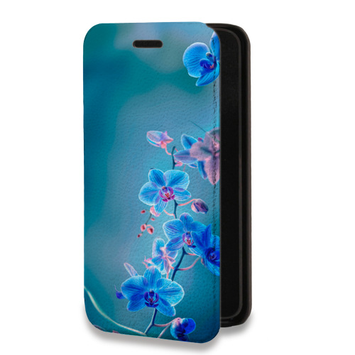 Дизайнерский горизонтальный чехол-книжка для Iphone 11 Голубые цветы