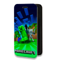 Дизайнерский горизонтальный чехол-книжка для Samsung Galaxy A12 Майнкрафт