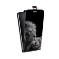 Дизайнерский вертикальный чехол-книжка для Doogee BL5000 Лев кошки