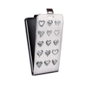 Дизайнерский вертикальный чехол-книжка для HTC Desire 601 Y2K сердечки