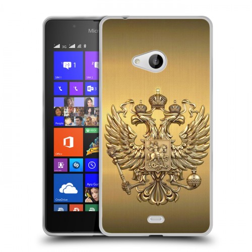 Дизайнерский пластиковый чехол для Microsoft Lumia 540 Флаг и герб России