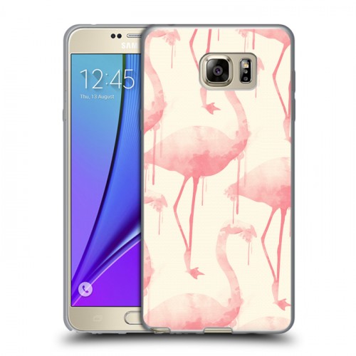 Дизайнерский пластиковый чехол для Samsung Galaxy Note 5 Розовые фламинго