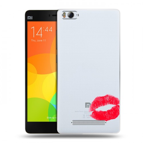 Полупрозрачный дизайнерский пластиковый чехол для Xiaomi Mi4i Прозрачные поцелуи